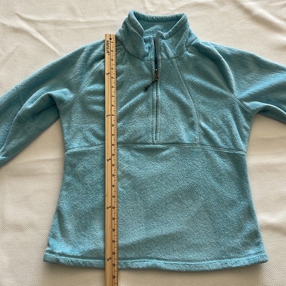 Athleta Teddy Bear Teal Sherpa Pullover 1/4 Zip Sweater Jacket Size M Fuzzy Warm - Picture 10 of 11